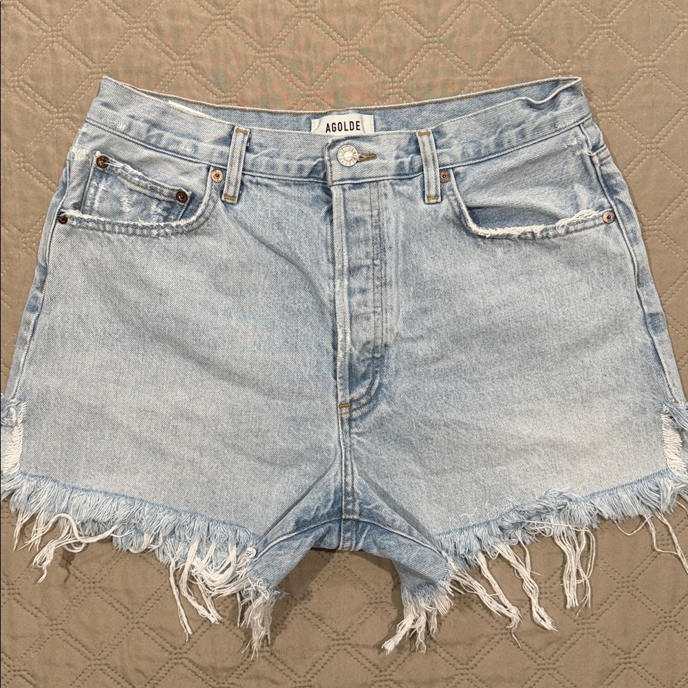 Agolde Light Blue Button-Fly Short - Picture 1 of 12